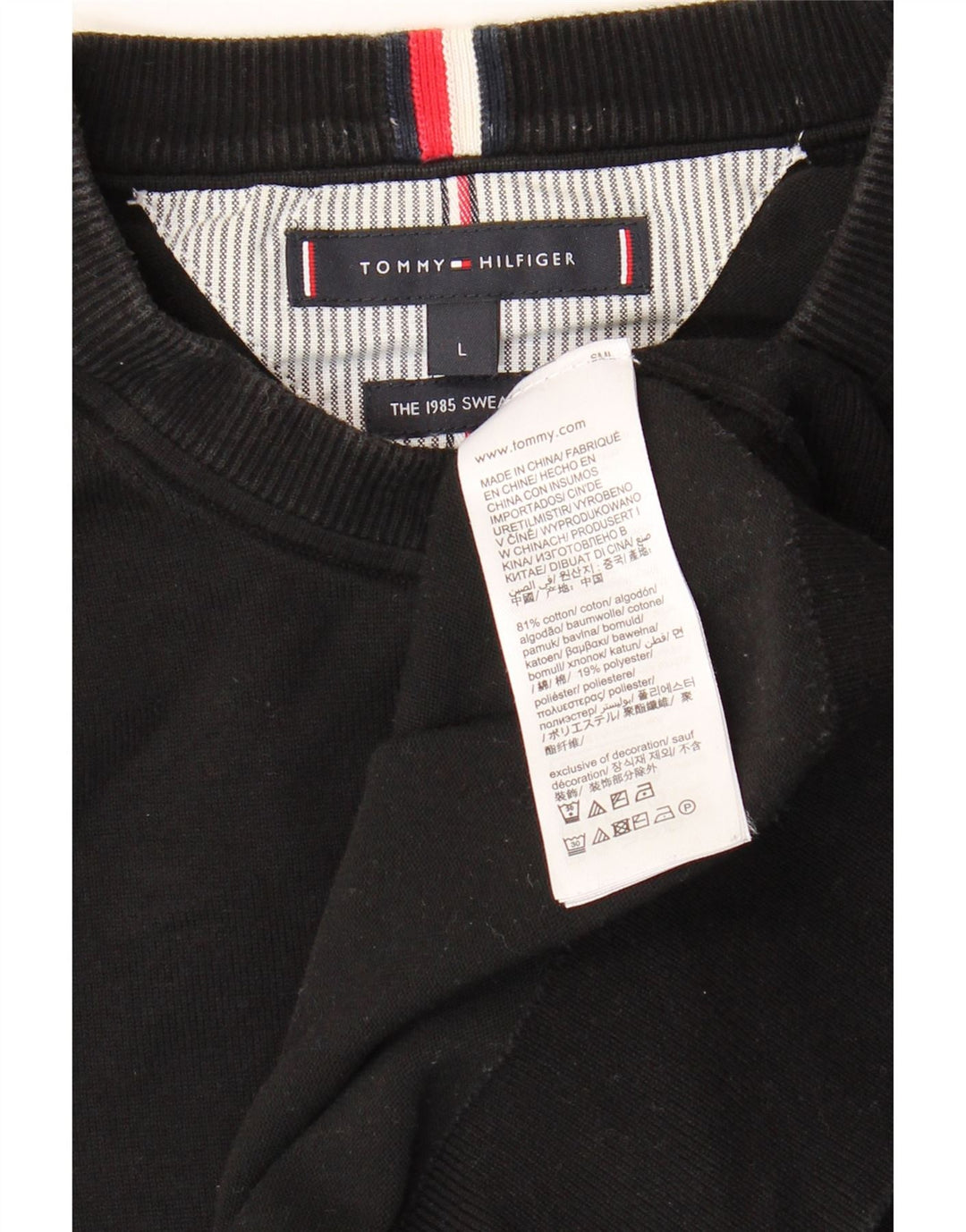 Мужской свитшот TOMMY HILFIGER, большой черный хлопковый джемпер