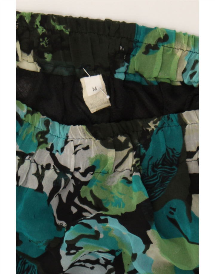 VINTAGE Womens A-Line Skirt Medium W34 Green Floral Polyester Vintage Vintage and Second-Hand Vintage from Messina Hembry 