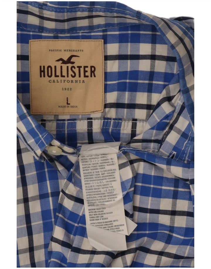 Мужская рубашка Hollister, большая синяя клетка, хлопок