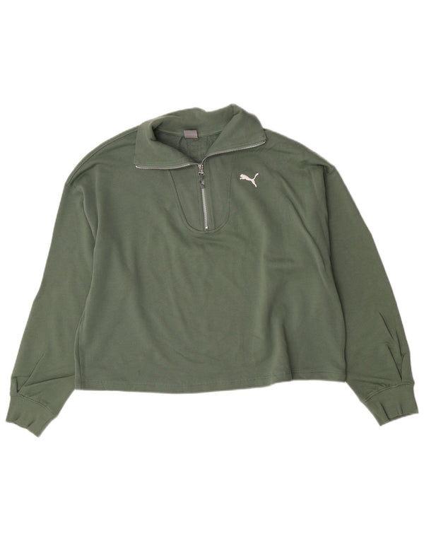 Женский укороченный свитшот на молнии Puma Oversized, Великобритания 16, большой зеленый