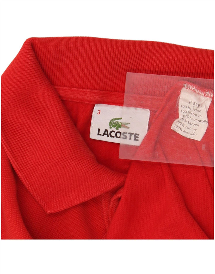 Мужская рубашка поло LACOSTE с длинным рукавом, размер 3, маленькая, красный хлопок