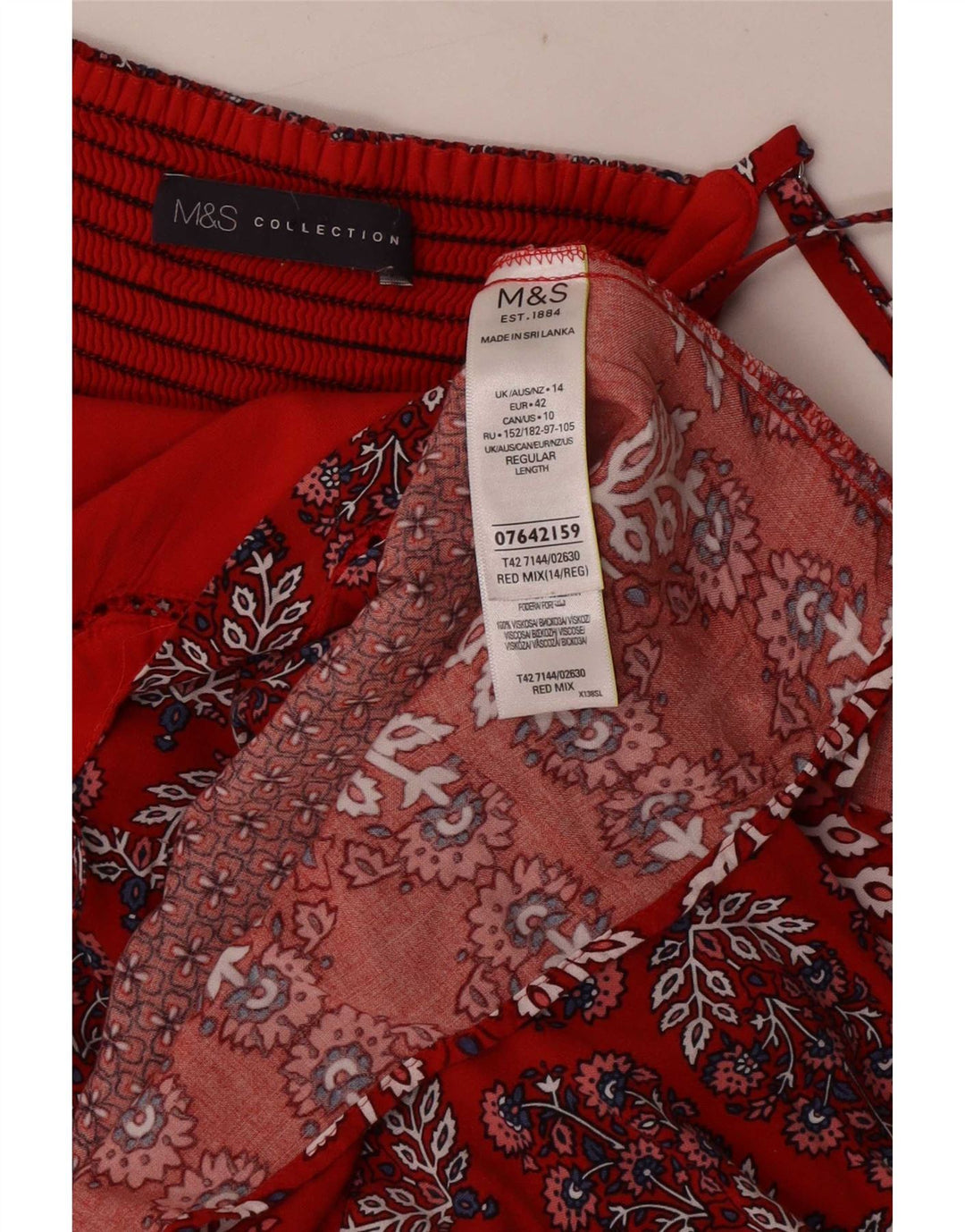 Женский сарафан Marks & Spencer UK 14, вискоза среднего красного цвета с цветочным принтом