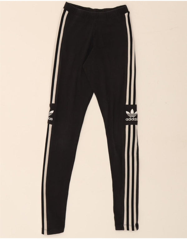 Женские леггинсы Adidas UK 4 XS с рисунком, черный хлопок