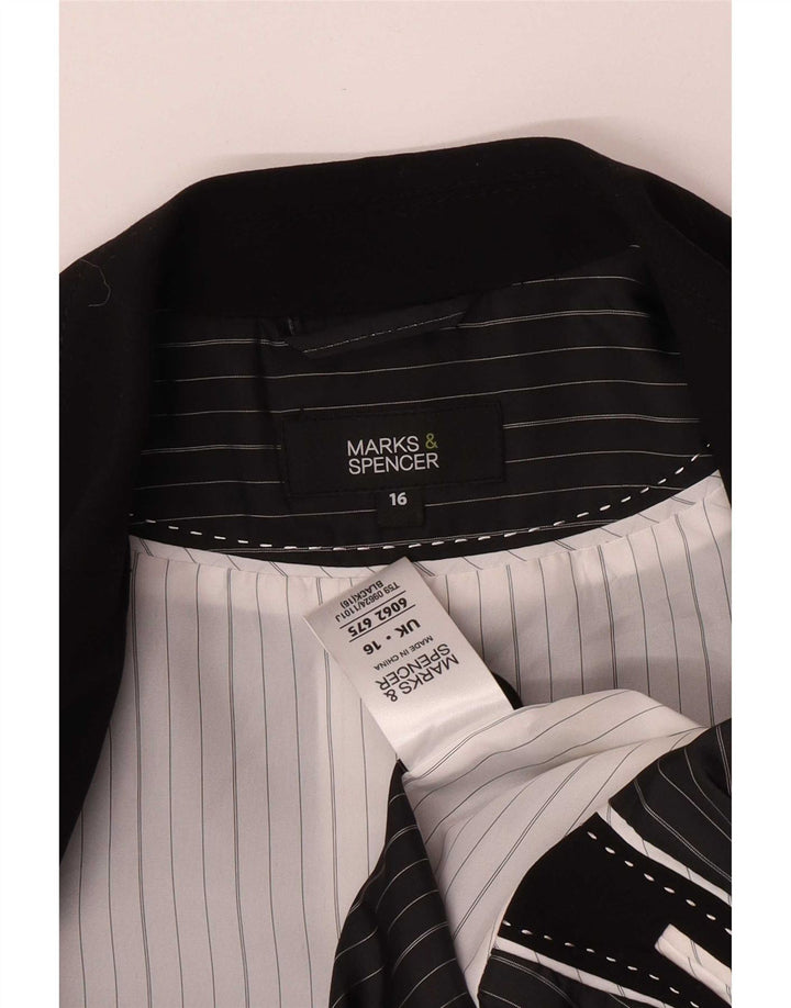 Женский пиджак на 1 пуговице Marks & Spencer, Великобритания 16, большой черный полиэстер