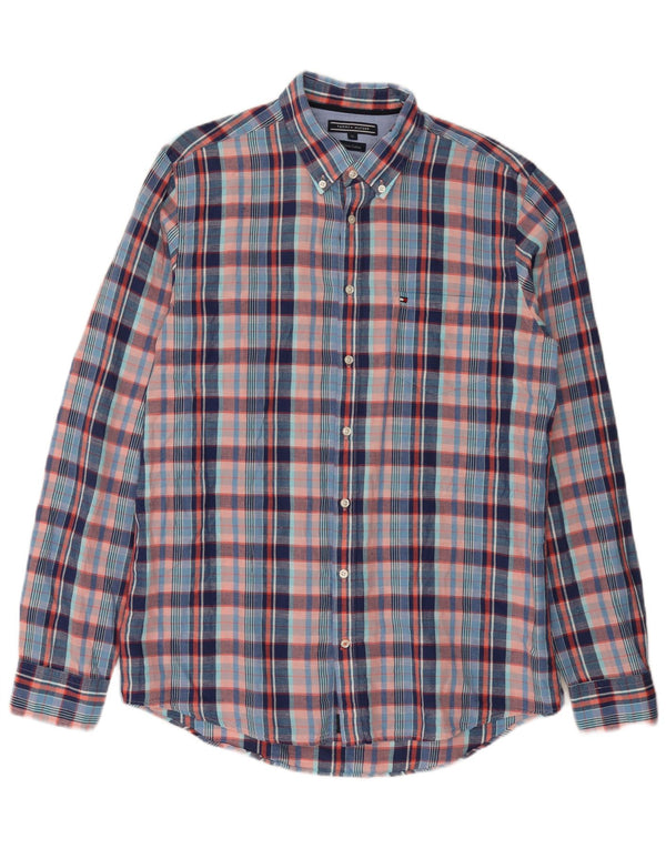 Мужская рубашка Tommy Hilfiger XL, синяя льняная клетка