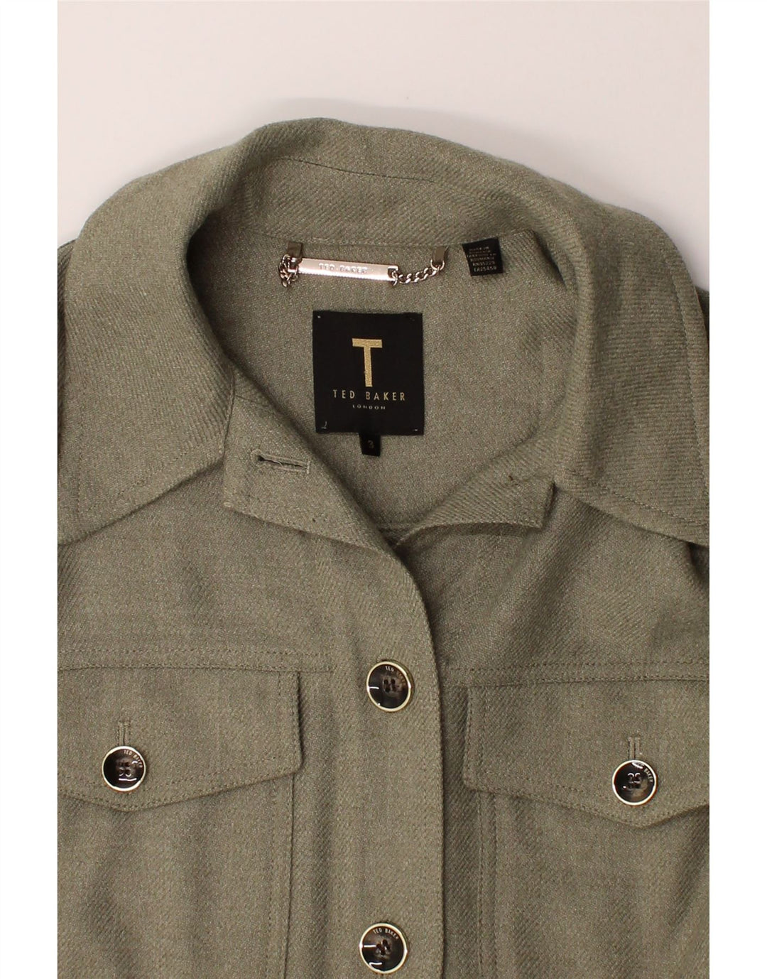 TED BAKER Womens Shirt Dress Size 3 Medium Khaki Acrylic Vintage Ted Baker and Second-Hand Ted Baker from Messina Hembry 
