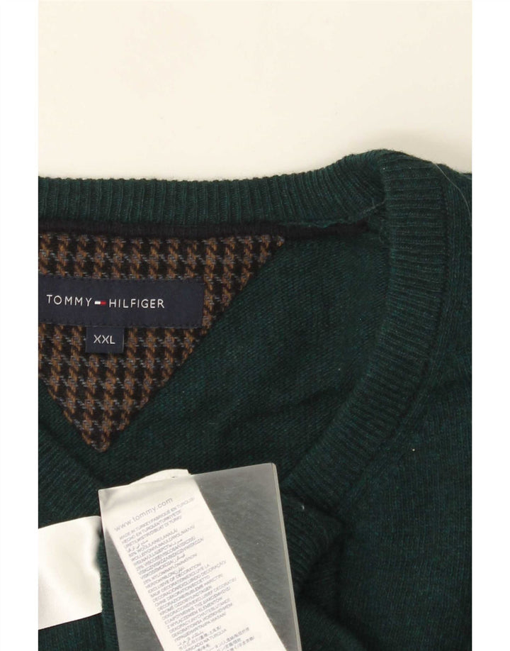Мужской джемпер с v-образным вырезом Tommy Hilfiger 2XL, зеленая шерсть