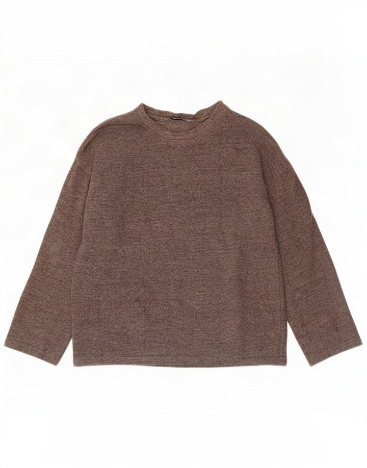 Женский свободный джемпер с круглым вырезом Zara UK 10, маленький серый полиэстер