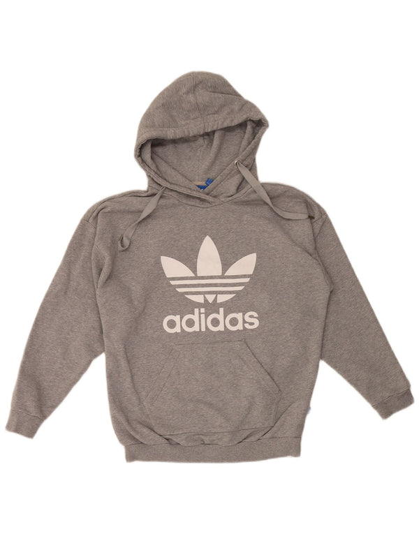 Женский джемпер с капюшоном Adidas UK 12, хлопок среднего серого цвета