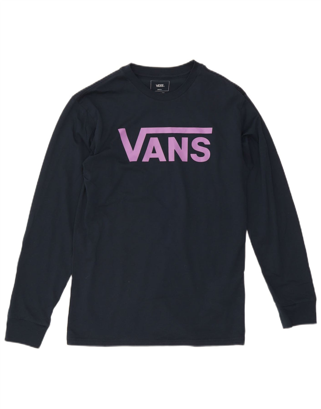 Мужской топ Vans Classic Fit с графическим рисунком, маленький размер, темно-синий, хлопковый, с длинными рукавами