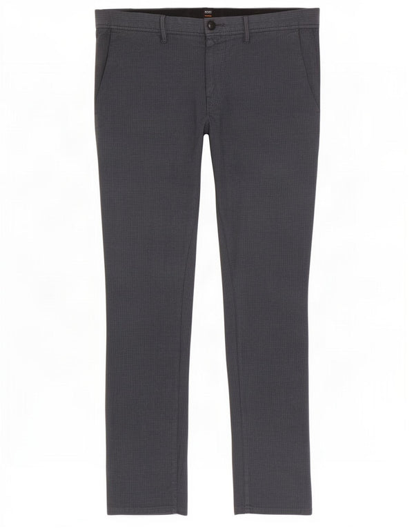 Мужские брюки-чиносы Hugo Boss Slim Fit W34 L32, синие, хлопковые с геометрическим рисунком