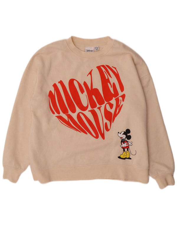 DISNEY Womens Oversized Sweatshirt Jumper UK 14/16 Large White
