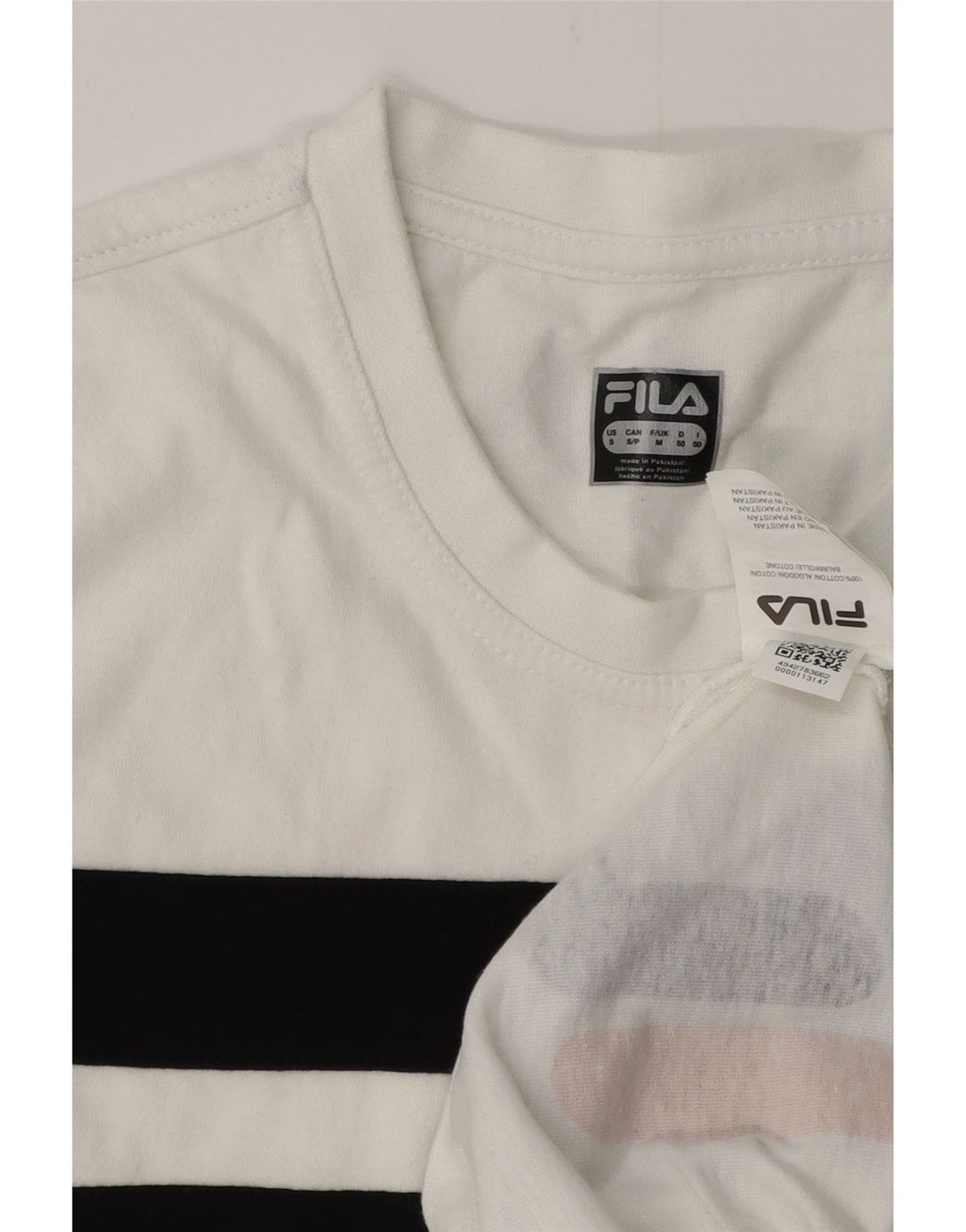 Мужская футболка FILA с рисунком, хлопковый топ средней длины в белую полоску