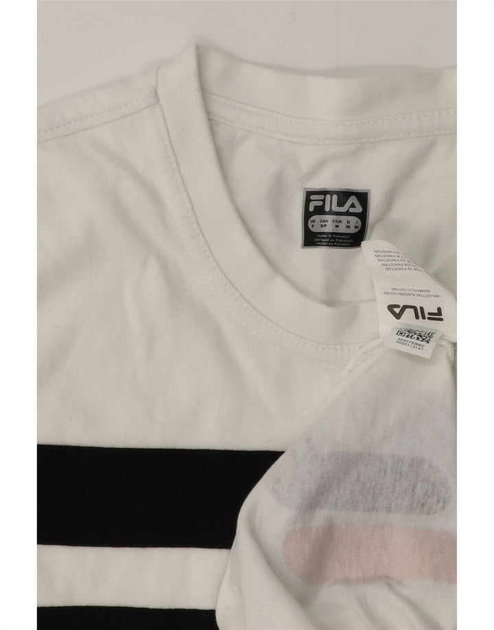 Мужская футболка FILA с рисунком, хлопковый топ средней длины в белую полоску