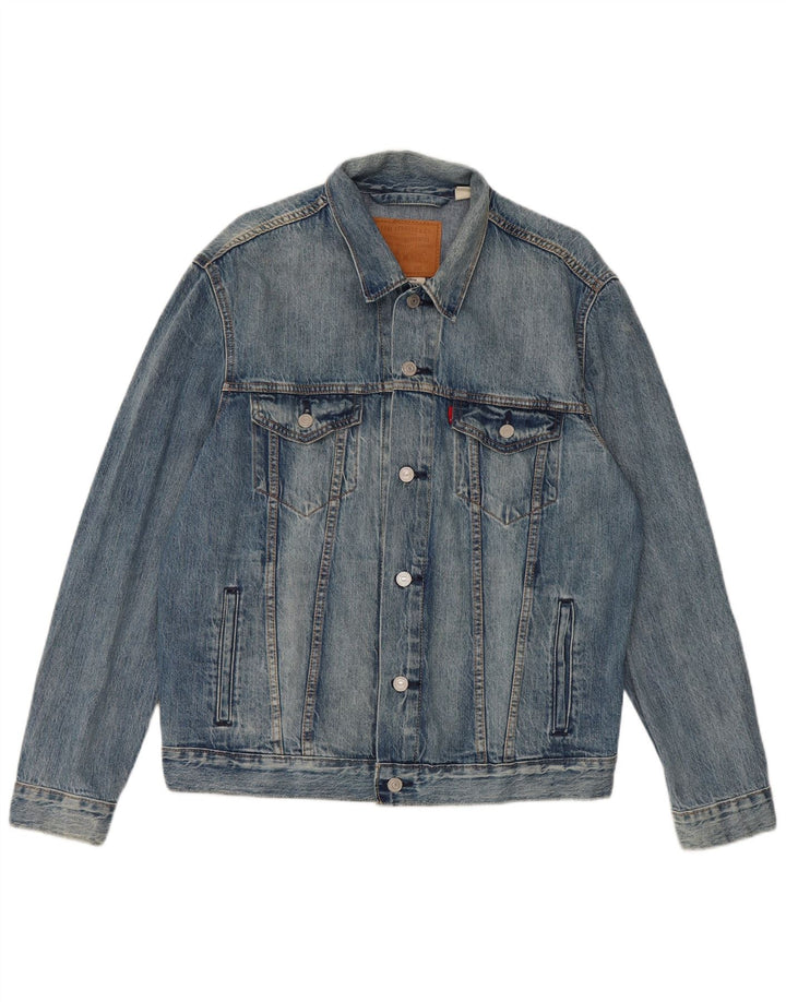 Мужская джинсовая куртка Levi's UK 40, большая синяя, хлопок