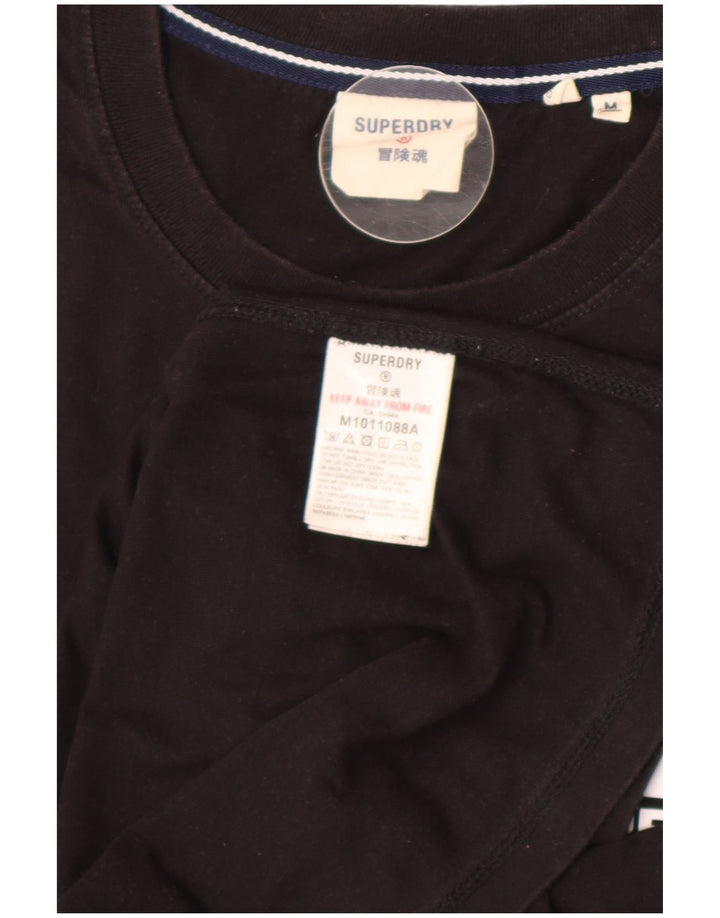 Мужская футболка с рисунком Superdry, топ среднего размера, черный хлопок