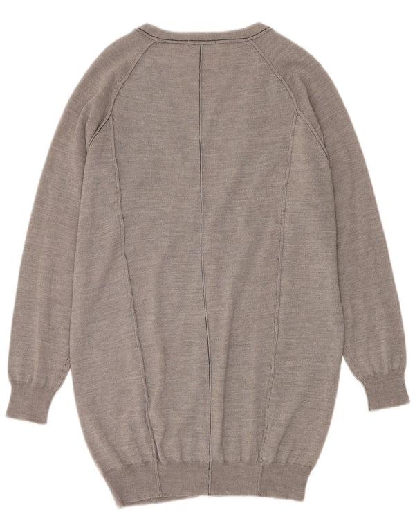 ICEBERG Женский удлиненный кардиган-свитер UK 14, шерсть среднего серого цвета