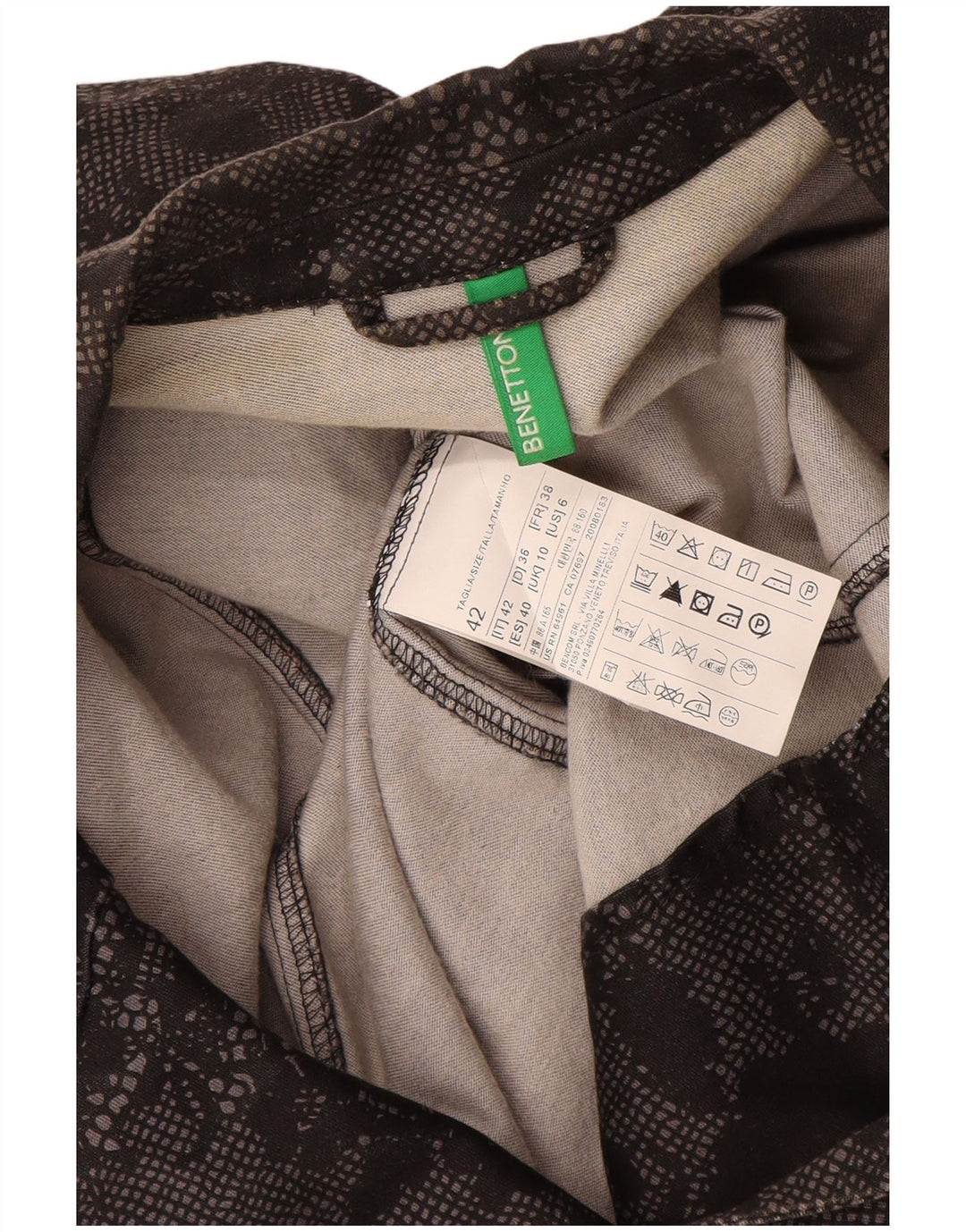 Женский пиджак Benetton на 1 пуговице, Великобритания, 10 маленьких черных хлопка с цветочным принтом