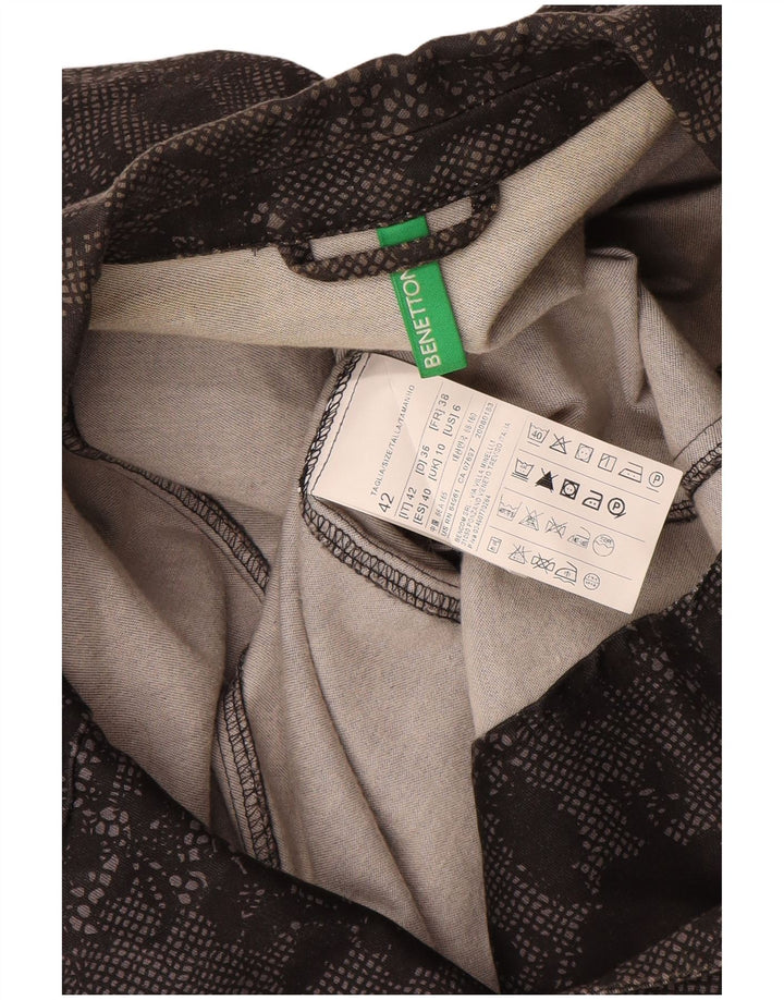 Женский пиджак Benetton на 1 пуговице, Великобритания, 10 маленьких черных хлопка с цветочным принтом