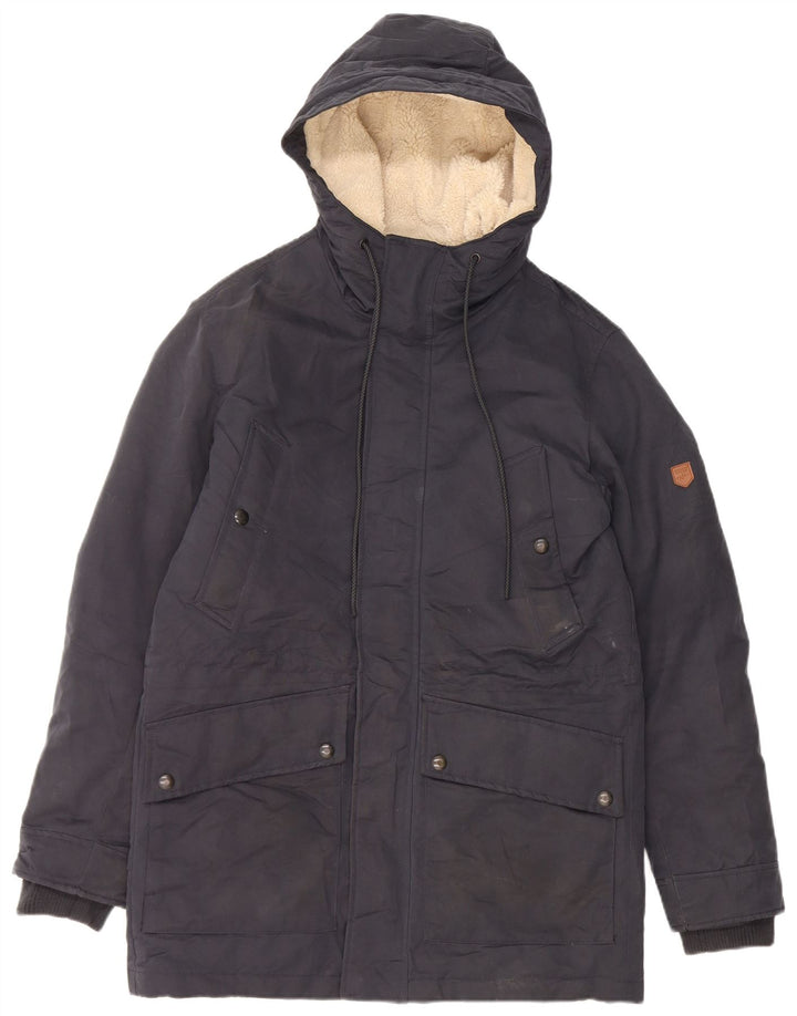 Мужская парка Jack & Jones с капюшоном UK 36, маленькая, темно-синяя, полиэстер