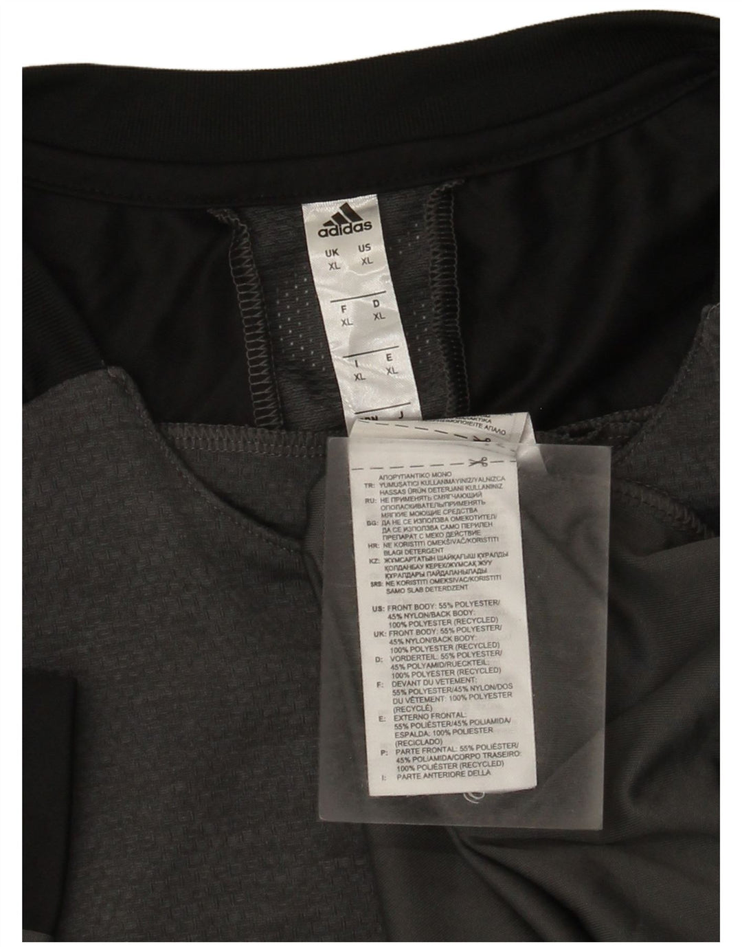 Мужская футболка Adidas Top XL Серая с цветными блоками из полиэстера