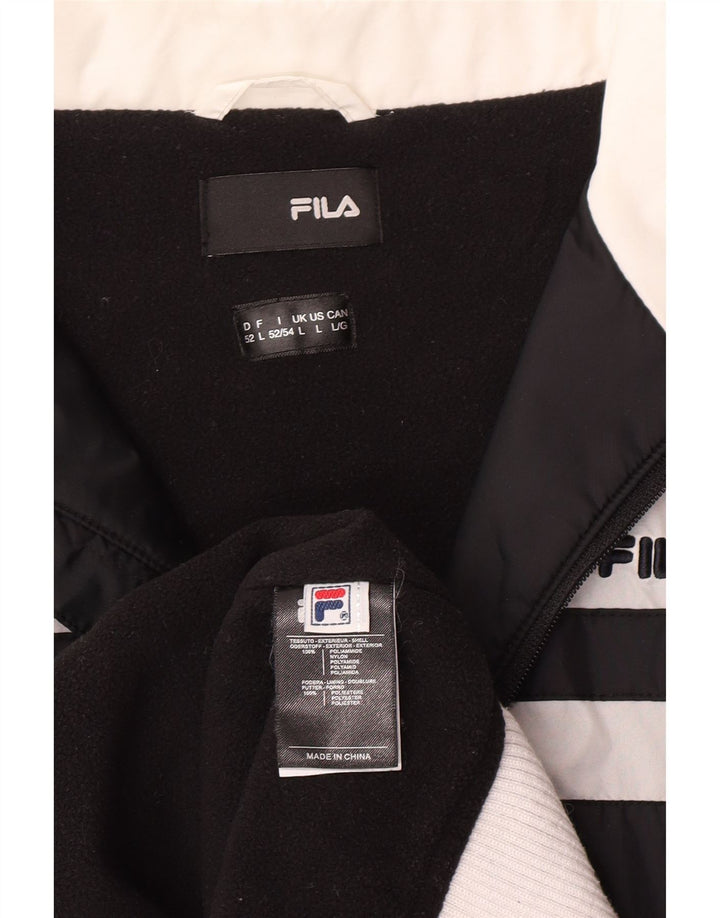 Мужская куртка-бомбер Fila UK 40, большая черная, полиамид с цветными блоками