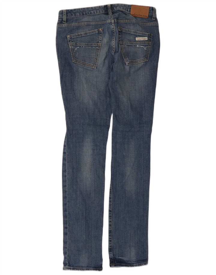 Женские потертые узкие джинсы Calvin Klein W30 L33, синий хлопок
