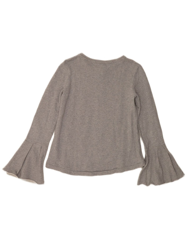 Свитер-кардиган Benetton для девочек 13–14 лет, размер 3XL, серый хлопок с крапинками