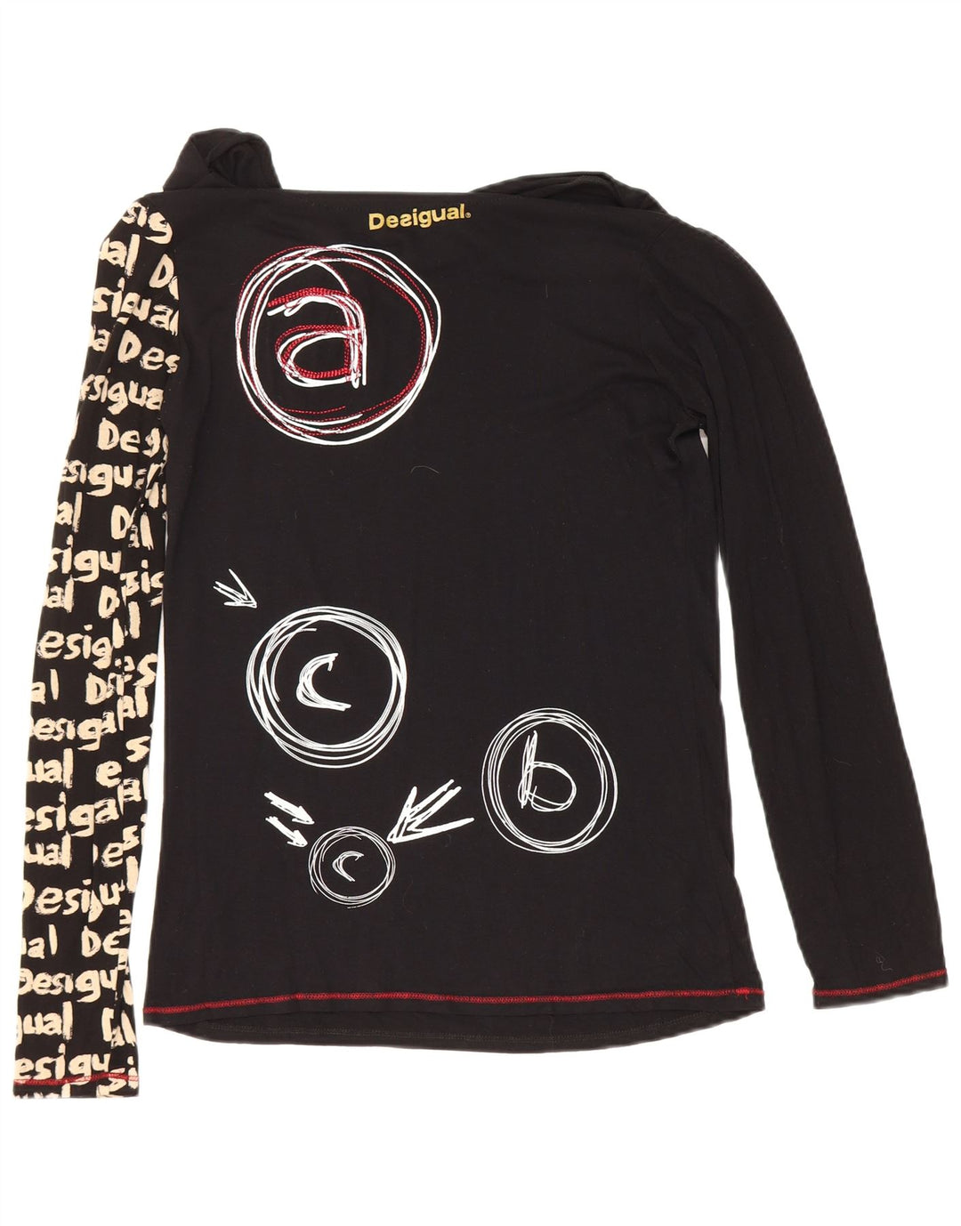 Женский топ с графическим рисунком Desigual UK 12, средний черный с длинным рукавом