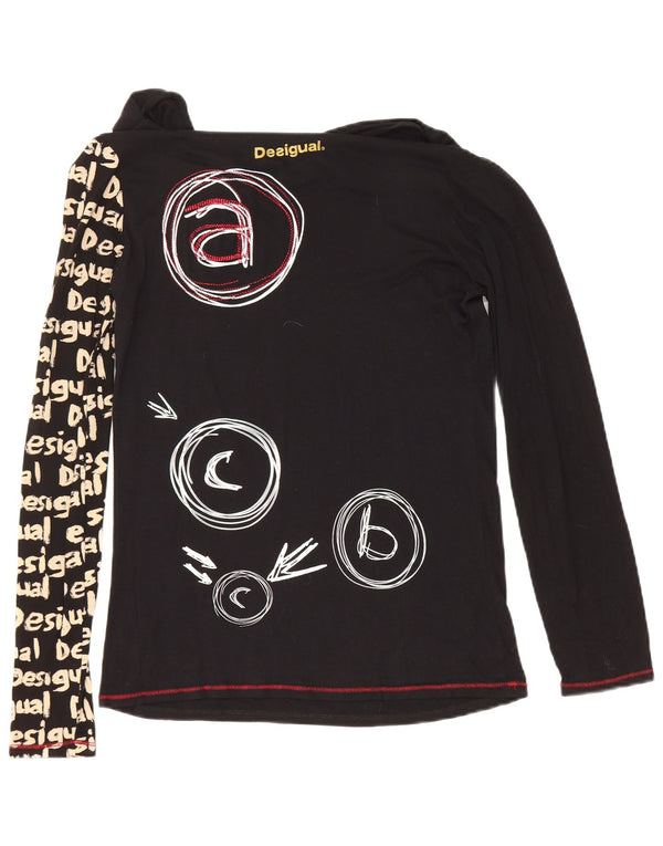 Женский топ с графическим рисунком Desigual UK 12, средний черный с длинным рукавом