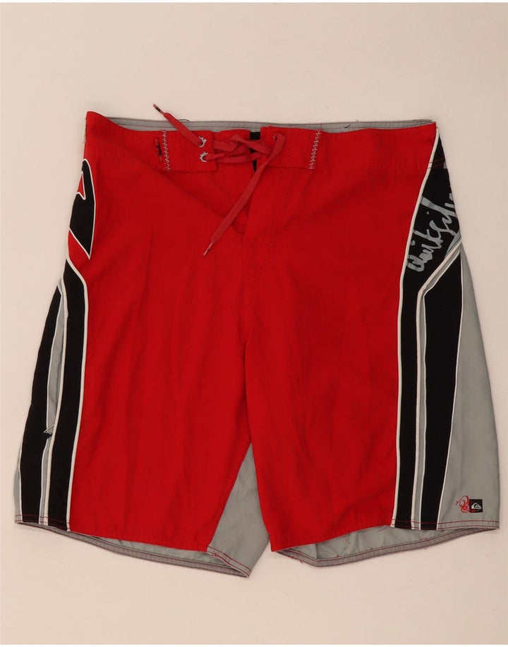 QUIKSILVER Мужские шорты для плавания с рисунком, большие красные, полиэстер с цветными блоками