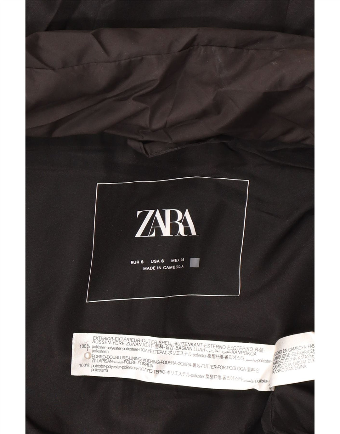 Женское стеганое пальто без рукавов Zara UK 14, средний черный полиэстер