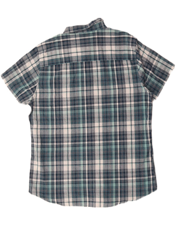 Мужская рубашка с коротким рукавом M&CO XL, синяя клетка, хлопок