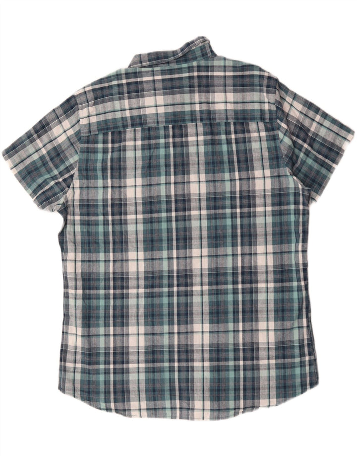 Мужская рубашка с коротким рукавом M&CO XL, синяя клетка, хлопок