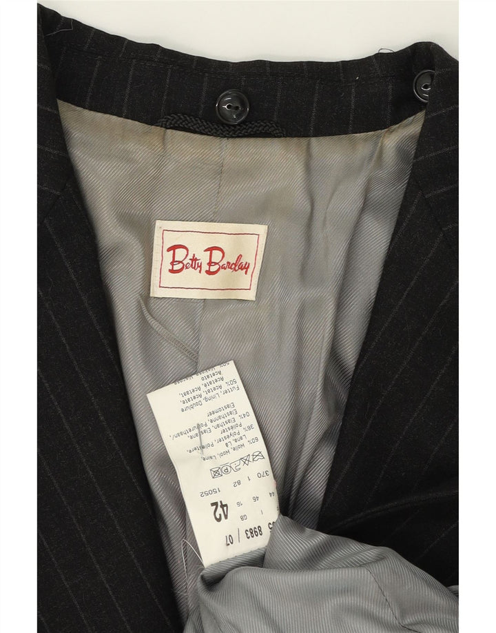 BETTY BARCLAY Womens 1 Button Blazer Jacket UK 16 Large Grey Pinstripe Vintage Betty Barclay and Second-Hand Betty Barclay from Messina Hembry 
