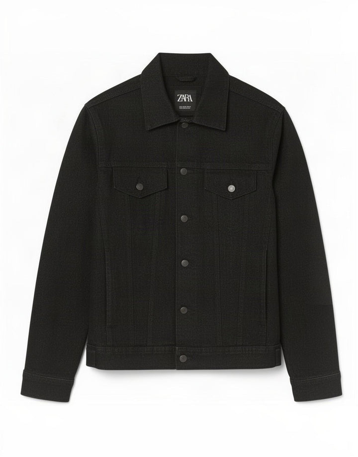 Мужская джинсовая куртка Zara UK 38, средний черный хлопок, черный
