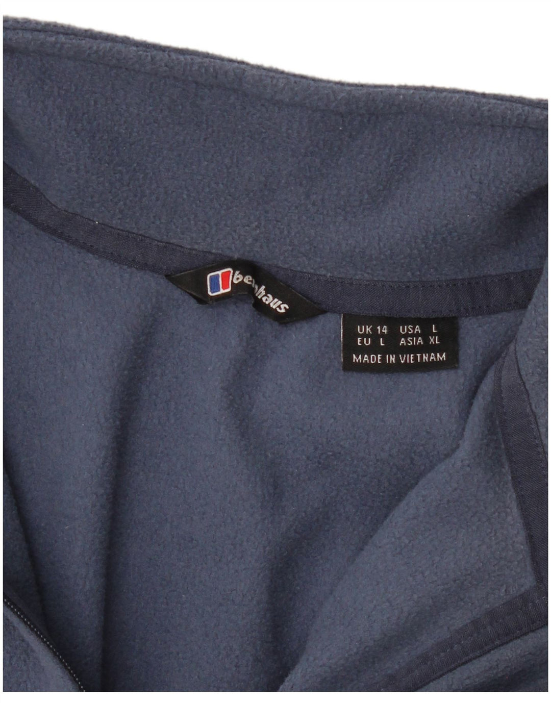BERGHAUS Womens Zip Neck Fleece Jumper UK 14 Large Navy Blue
