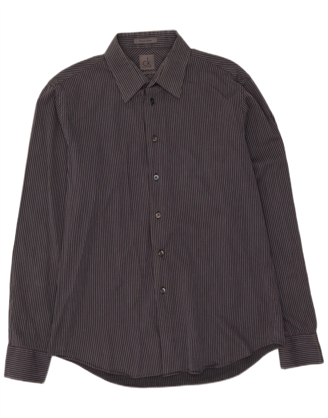 Мужская рубашка приталенного кроя CALVIN KLEIN, размер 41, 16, большая хлопковая серая полоска