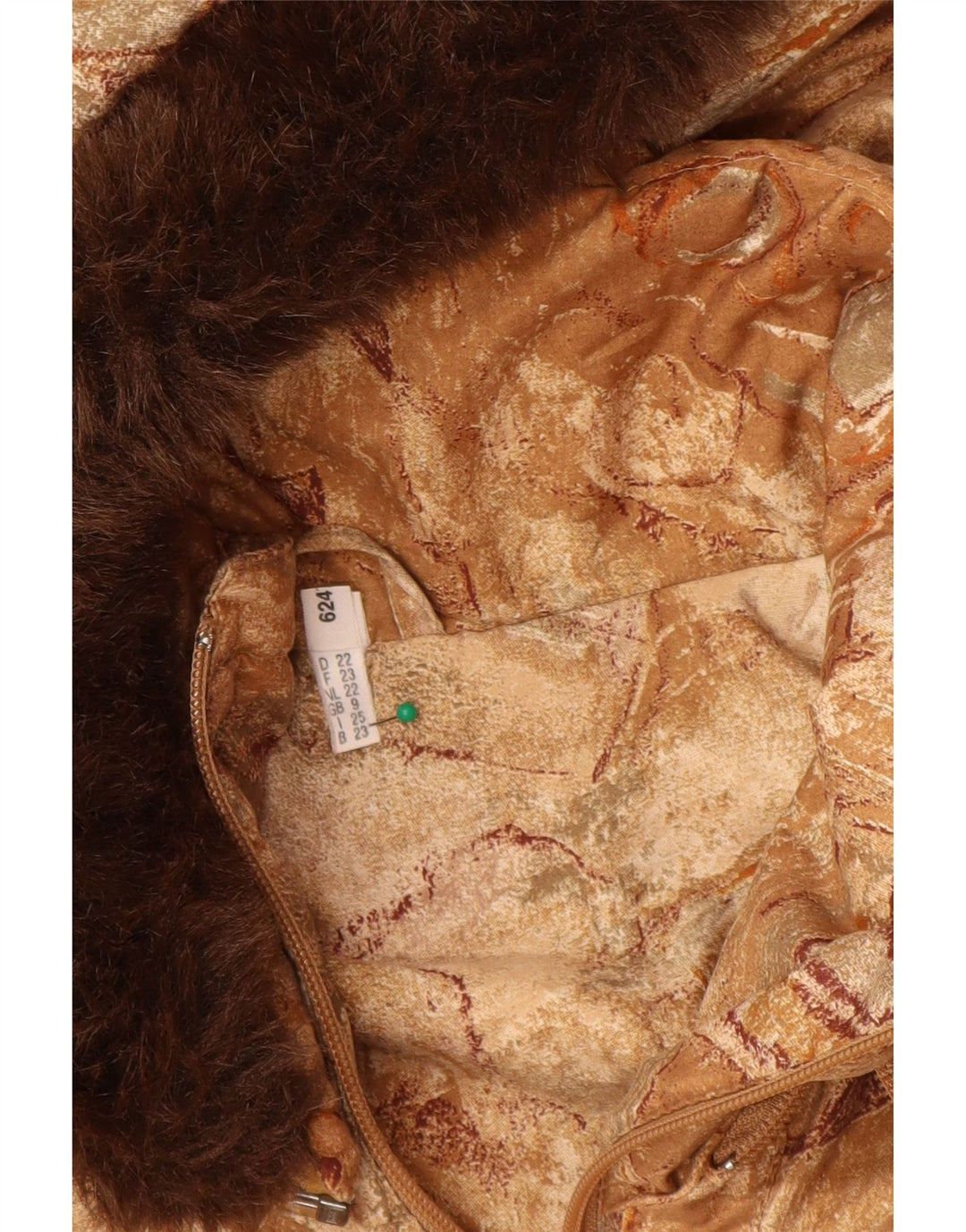 ВИНТАЖНАЯ женская ветровка с капюшоном, размер 22, 3XL, бежевый, с геометрическим рисунком