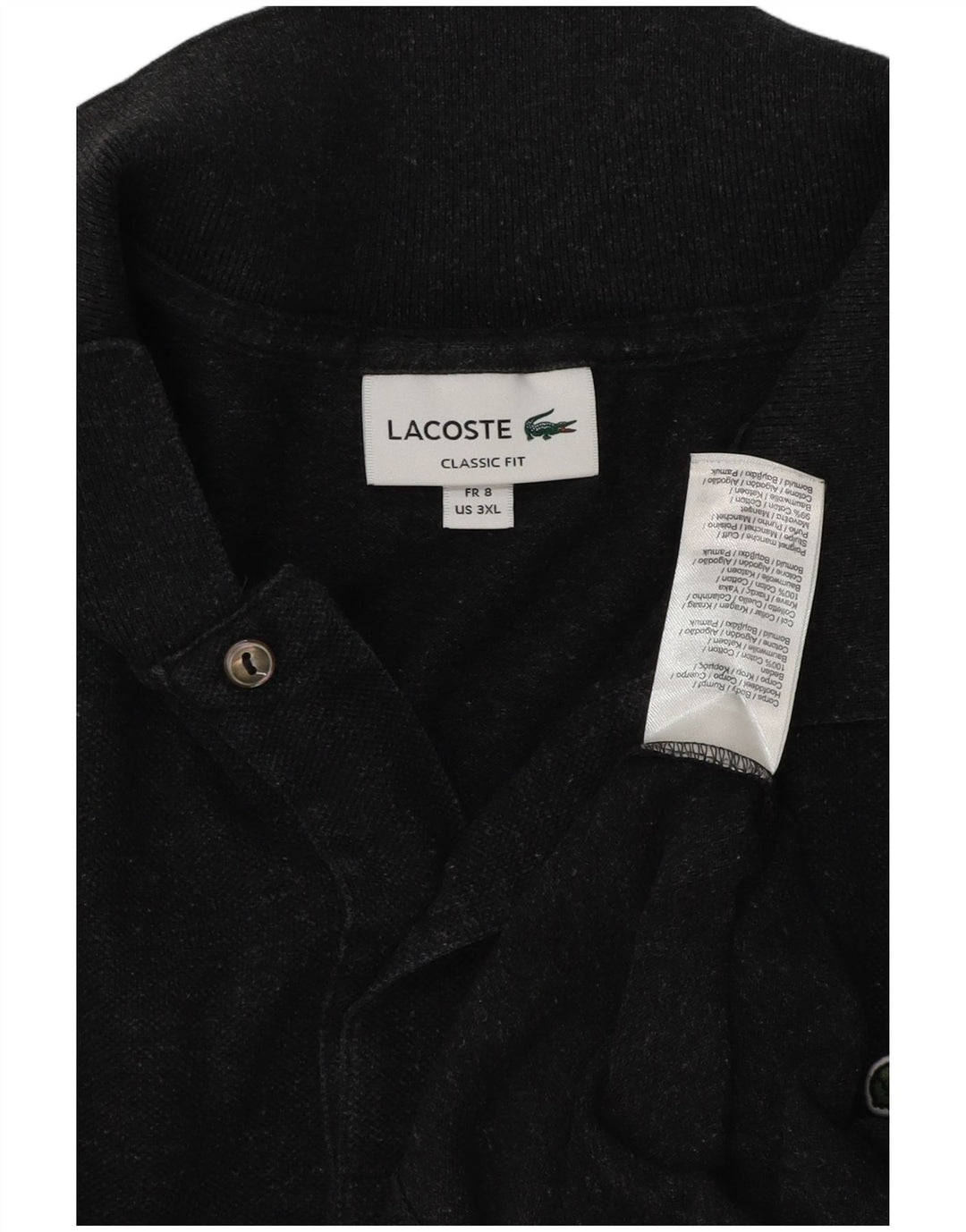 Мужская рубашка-поло классического кроя Lacoste, размер 8, 3XL, серая, хлопок