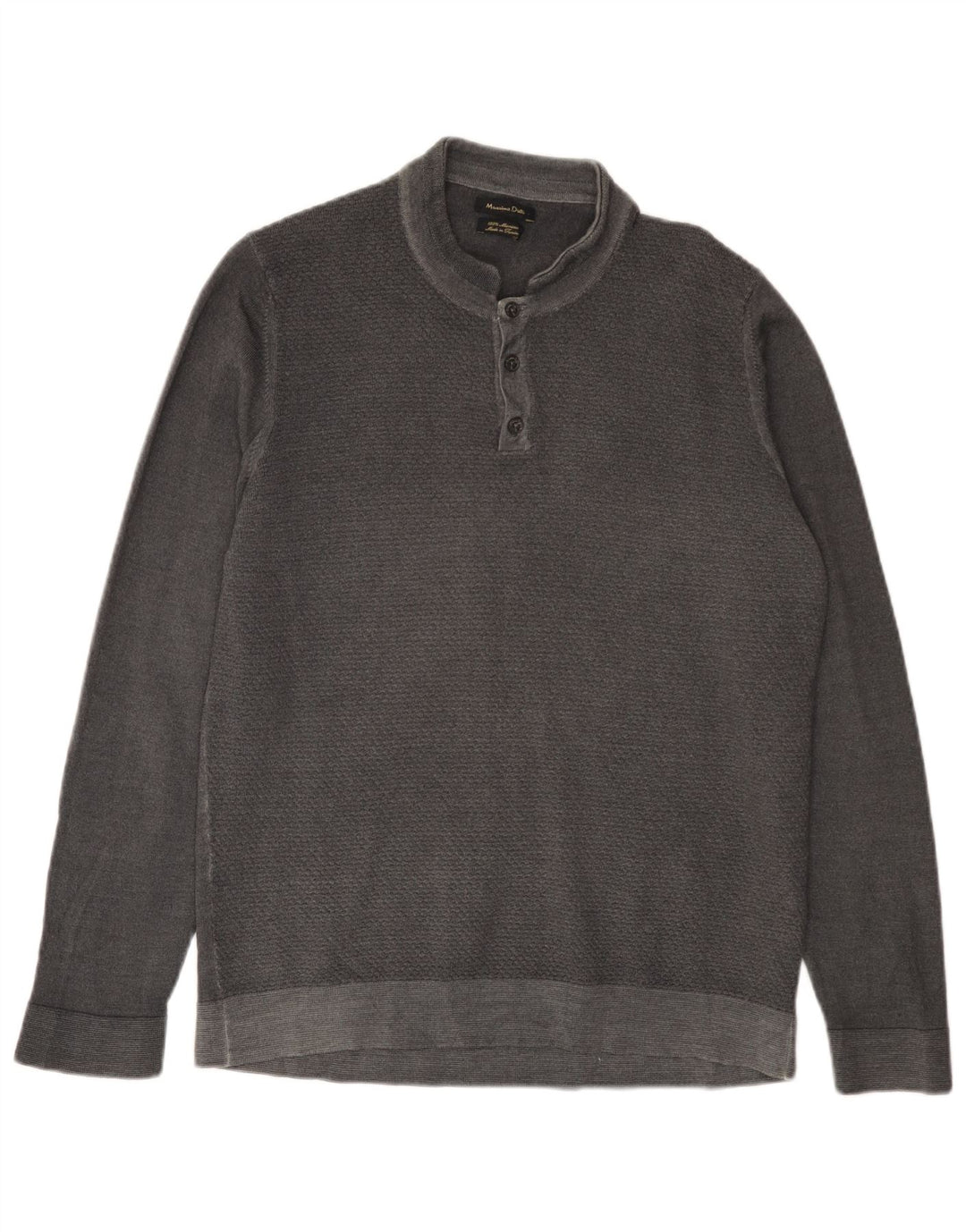 Мужской свитер MASSIMO DUTTI на пуговицах 2XL, серый из мериносовой шерсти