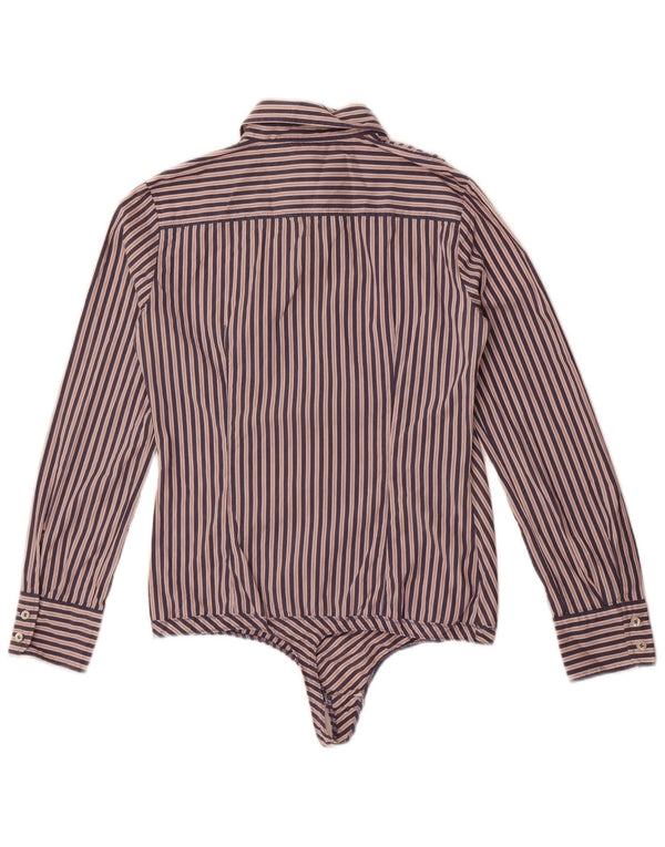 Женское боди с длинным рукавом Benetton UK 14, большой темно-синий в полоску