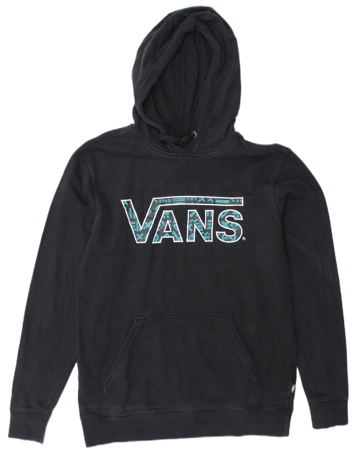 VANS Mens Graphic Hoodie Jumper Small Black Cotton