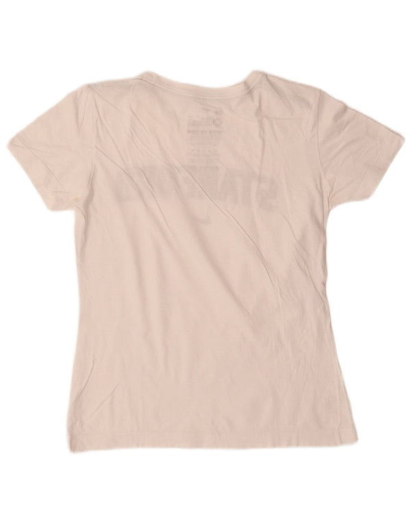 NIKE Womens Stanford Slim Fit Graphic T-Shirt Top UK 12 Medium White