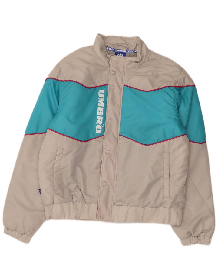 Мужская стеганая куртка UMBRO с графическим рисунком UK 40, большая серая, нейлон с цветными блоками