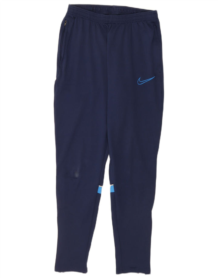 Мужские спортивные брюки Nike Dri Fit среднего размера, темно-синие, полиэстер с цветными блоками