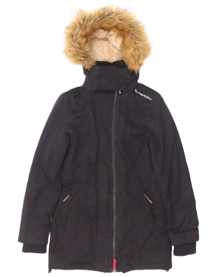 Женская парка из шерпы с капюшоном Superdry UK 10, маленькая, темно-синяя, полиэстер