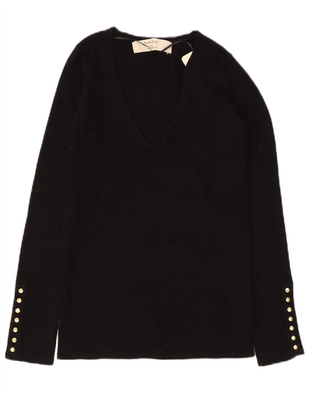 Женский джемпер с v-образным вырезом ZARA UK 12, средний, черный вискоза