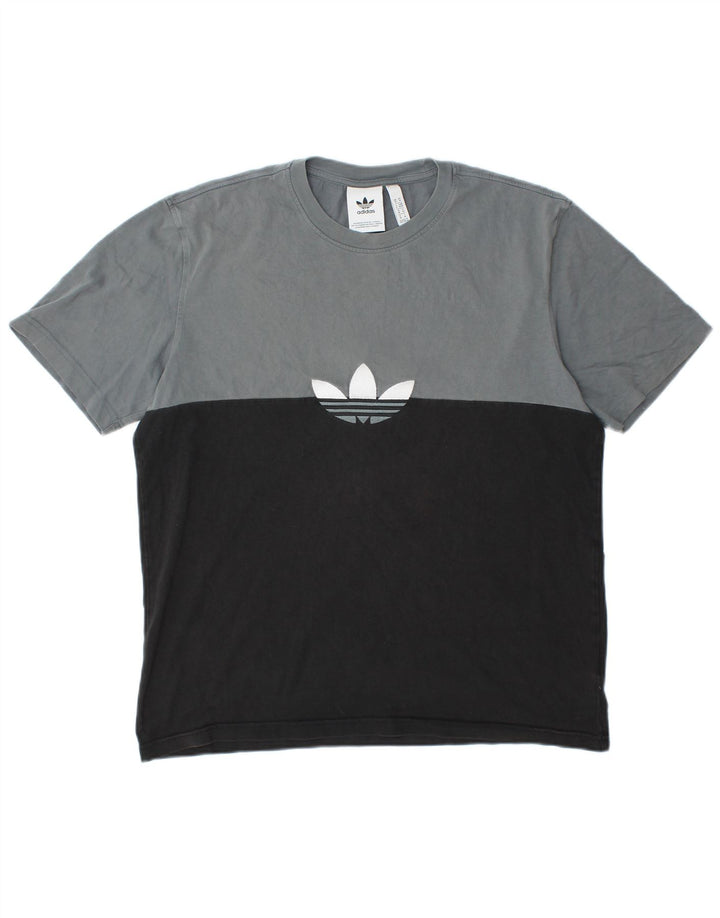 Мужская футболка ADIDAS с графическим рисунком, средний черный, хлопок с цветными блоками