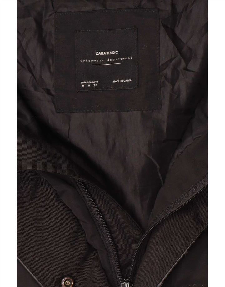 Женское пуховое пальто с капюшоном Zara UK 14, средний черный